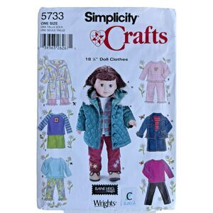 Simplicity 18" Doll Clothes Sewing Pattern 5733 Elaine Heigl Designs Wrights